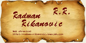 Radman Rikanović vizit kartica